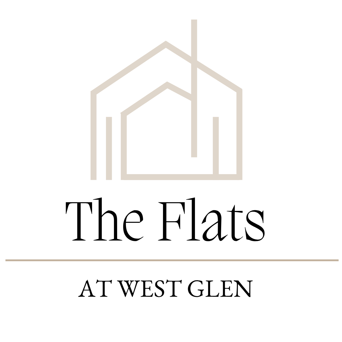 A logo for a company called The Flats at West Glen.